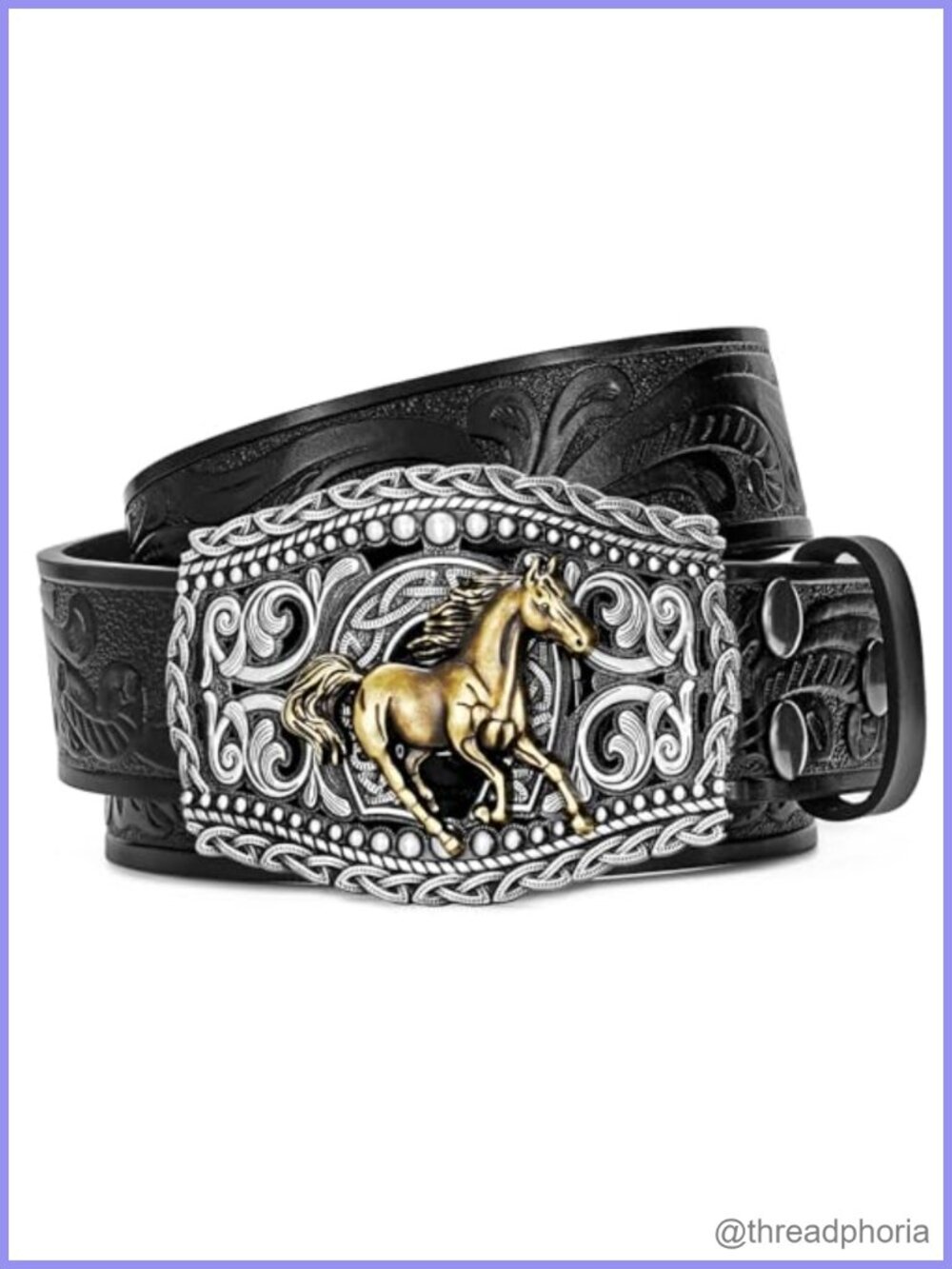 Western Leather Belt 1.5" Wide Zinc Alloy Buckle Adjustable Rodeo Cowboy